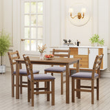 English Elm 5 Piece s Stylish Dining Table Set 4 Upholstered Chairs With Ladder Back Design For Dining Room Kitchen Brown Cushion and Antique Oak