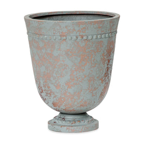 English Elm Polyresin Outdoor Garden Urn with Roman Column Base Antique European Terrace Planter N772P450054G