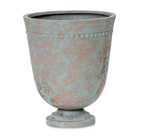 English Elm Polyresin Outdoor Garden Urn with Roman Column Base Antique European Terrace Planter N772P450054G