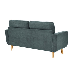 English Elm 67.7" Tufted Button Mid-century Loveseat with Splayed Wood Legs for Living Rooms Blue B355P428576