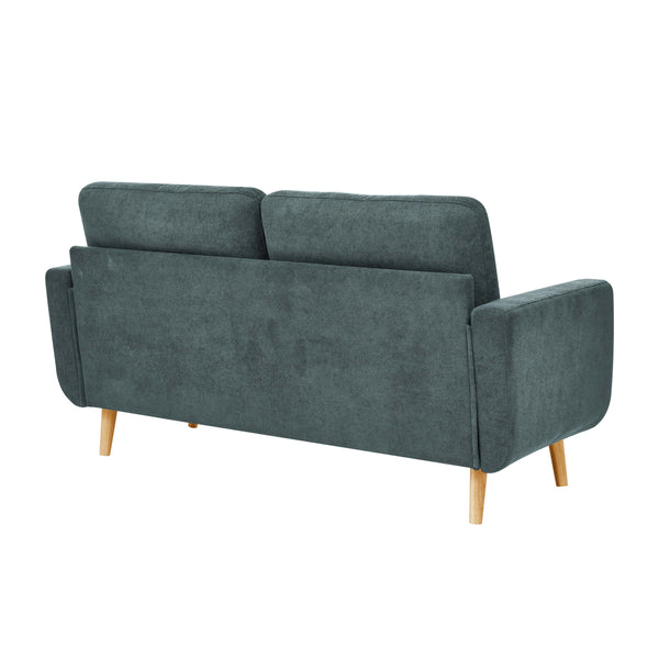English Elm 67.7" Tufted Button Mid-century Loveseat with Splayed Wood Legs for Living Rooms Blue B355P428576
