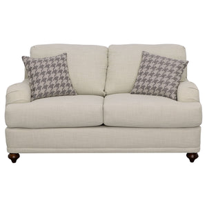 English Elm Brewster Farmhouse Loveseat with English Arms Espresso Legs and Neutral Grey Fabric B062P441336