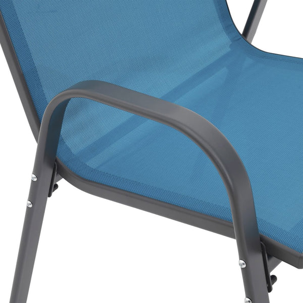 English Elm 6 Stackable Patio Chairs Set Textilene Mesh High Back Armrest Outdoor Seating Blue W640P417175