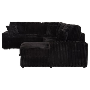 English Elm Thurston Corduroy Sectional Sofa with Hidden Chaise Storage and Pop-up Sleeper Black B062S01484