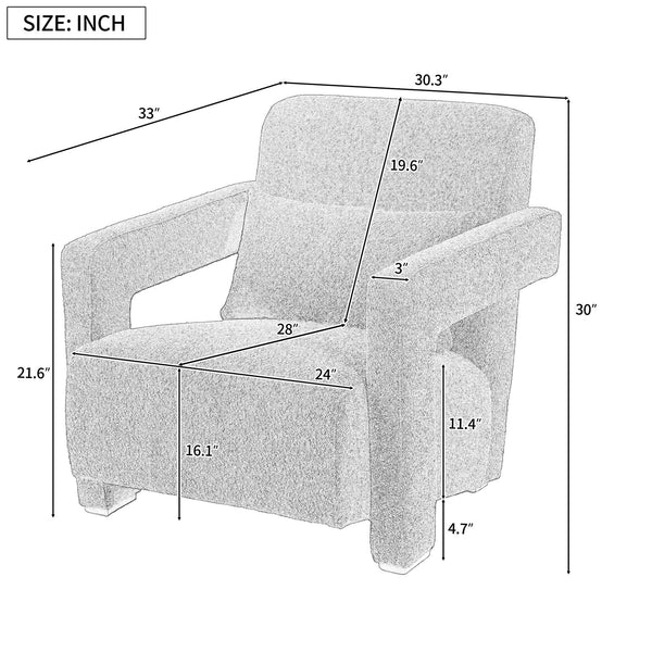 English Elm Mirod Architectural Accent Chair with Lumbar Support and Square Wood Block Legs N760P193221C