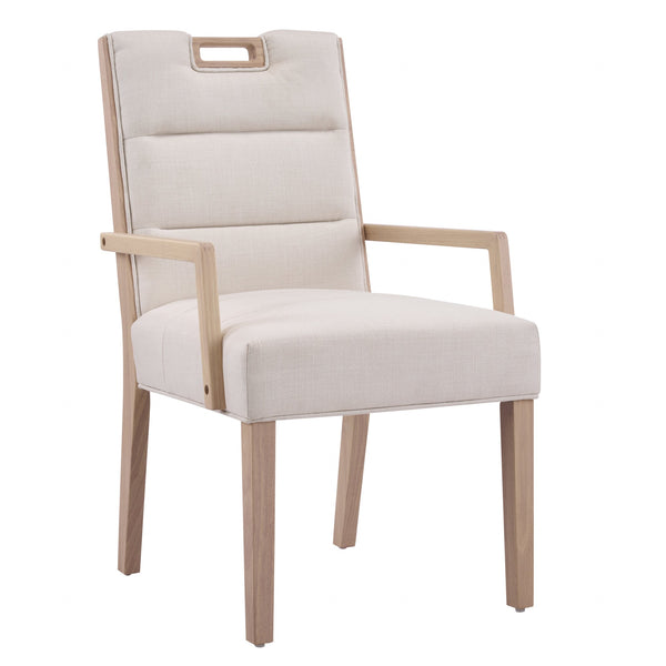 English Elm Upholstered Armchair Dining Chairs Rubberwood Frame Soft Padded Seat Set of 2 Beige,Natural N768P391161N