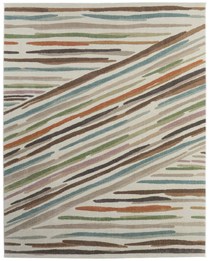 Feizy Rugs Eden Contemporary Abstract Stripes Rug - Elevate Your Space With Modern Style And Captivating Design Ivory,Brown,Blue Polypropylene Edn39qxfivymlth23