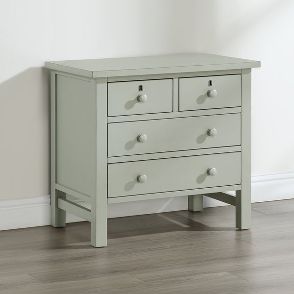 English Elm Georgina Distressed 4-Drawer Nightstand with French Dovetail Drawers and Decorative Faux Keyholes, 32" Antique Grey B050P376954
