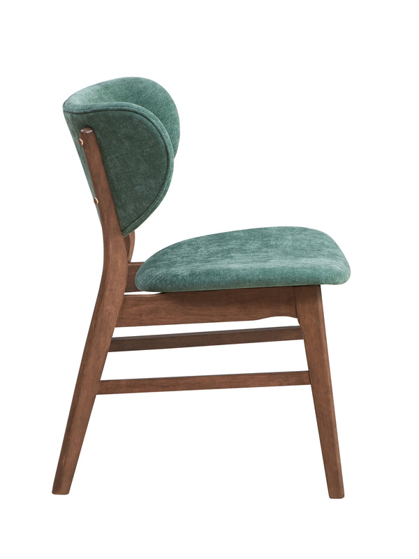 English Elm Green Padded Side Chair Set of 2 – Walnut Finish, Water & Scratch Resistant, Cushioned Seat and Back Comfort B062P209229