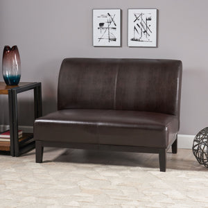 English Elm Love Seat Pu Leather Compact Loveseat with Tapered Rubberwood Legs for Apartments N771P262600W