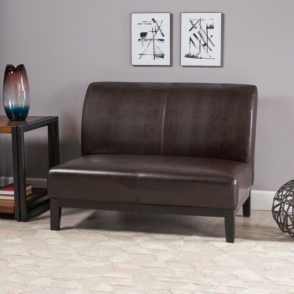 English Elm Love Seat Pu Leather Compact Loveseat with Tapered Rubberwood Legs for Apartments N771P262600W
