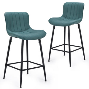 English Elm 26 Inch Counter Stools Set of 2 Faux Leather Modern Ergonomic Counter Chairs with Chrome Base, Cozy Seat Green T3623P380364