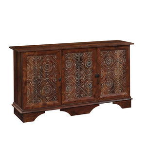 English Elm Storage Cabinet - Stylish Brown Finish With Graphic Tile Design For Organized Living Spaces & Offices B356P402715-GIGA