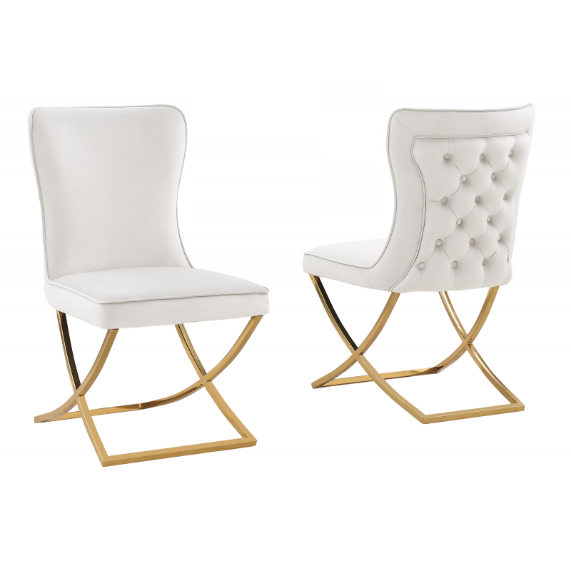English Elm Modern Tufted Velvet Dining Chairs Glam Button Back Chrome Legs Set of Two B011P446645