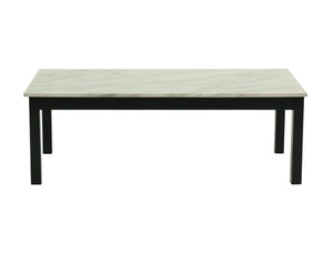 English Elm Majestic White Faux Marble 3pc Coffee & End Table Set with Black Legs, Modern Durable Living Room Design B011P237498