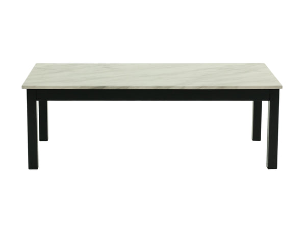 English Elm Majestic White Faux Marble 3pc Coffee & End Table Set with Black Legs, Modern Durable Living Room Design B011P237498