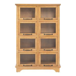English Elm Modern Glass Front Display Cabinet Solid Wood Frame Antique Bronze Pulls Farmhouse N758P412512N
