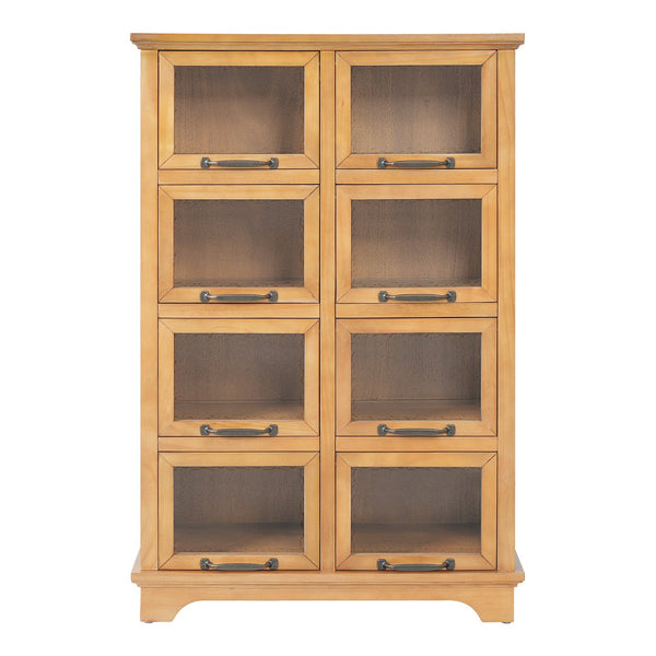 English Elm Modern Glass Front Display Cabinet Solid Wood Frame Antique Bronze Pulls Farmhouse N758P412512N
