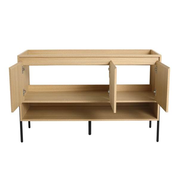 English Elm 48" Modern Freestanding Bathroom Vanity Cabinet, 3 Soft-Close Doors, KD Packing, No Sink Included W1972P199462