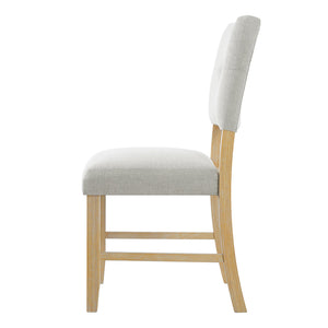 English Elm Wooden Modern Fabric Upholstered Dining Chairs Set of 4 – Farmhouse Style, Padded Seats & Solid Wood Legs Beige+Natural N752P294998D