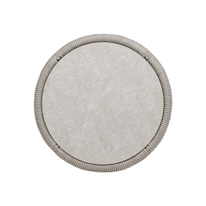 English Elm Jennifer Taylor Home - Everly Handwoven 21.5" Round Patio Coffee Table Light Beige Olefin UV‑Resistant Glass/Stone Top Durable Frame B2719P318946