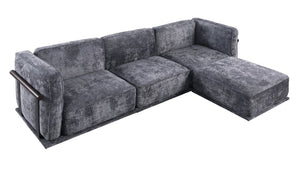 English Elm 102 Inch Linen Modular Sectional Sofa with Hidden Storage and Cloud Cushion Comfort Dark Gray W1099S00189