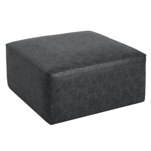 English Elm Upholstered Corduroy Square Ottoman Plywood Frame Sectional Footrest for Living Room Black N757P414087B