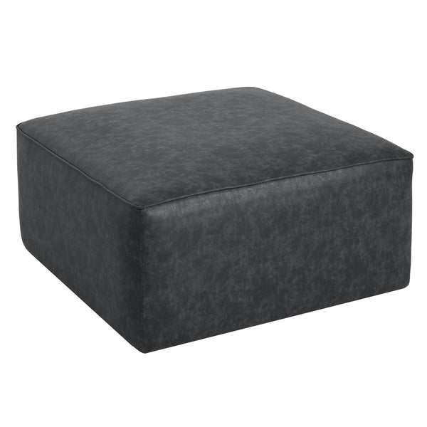 English Elm Upholstered Corduroy Square Ottoman Plywood Frame Sectional Footrest for Living Room Black N757P414087B