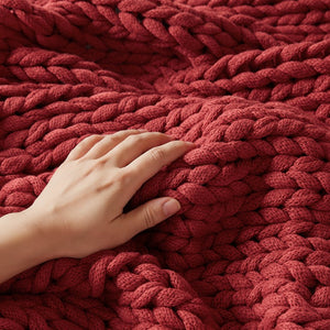 JLA Home Madison Park - Hand Made Throw Blanket: Ultra-Soft Double-Knit Acrylic Throw with Modern Boho Style, OEKO-TEX Safe Cozy Gift Red MP50-8216