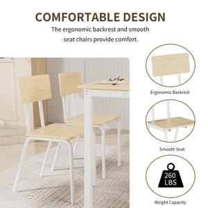 English Elm 5-Piece Modern Dining Set for Small Spaces — 43.3" MDF Top Table with Metal Frame and 4 Chairs, Easy Clean Oak W578133460