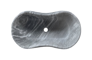 English Elm Carrara Gray Marble Vessel Sink - Semi-Polished, Unique Design For Elegant Bathrooms, 23.6X14.2 Inches W1696P333270