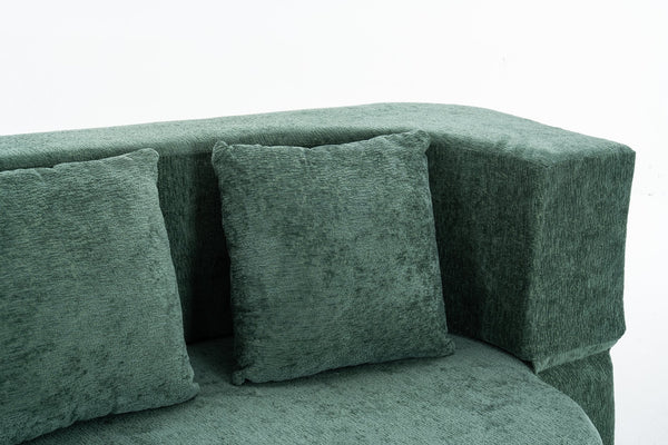 English Elm 3 Seater Convertible Sofa Bed with Chenille Upholstery and High-Density Sponge for Superior Comfort and Support Green T3903P379834