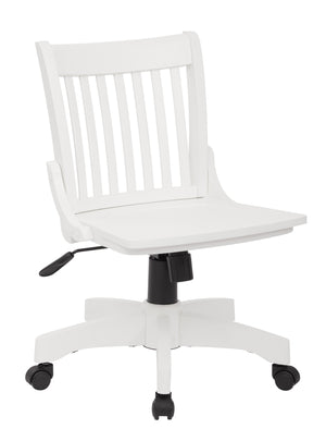 OSP Home Furnishings Deluxe Armless Wood Bankers Chair White Finish