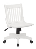 OSP Home Furnishings Deluxe Armless Wood Bankers Chair White Finish