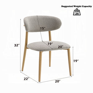 English Elm Modern Luxury Dining Chairs Set of 2 Beige Padded Seat Back Metal Frame Comfortable Stylish Dining Natural+Grey 25 L x 30 W x 22 H B2741P345875