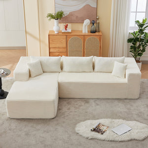 English Elm Modular cloud-inspired sectional sofa with chaise — no assembly, corduroy comfort for family rooms White W2311S00002