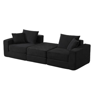 English Elm Modular Cloud Sectional Corduroy Sofa Deep Seat Comfort for Flexible Living Spaces Black W3396P435275