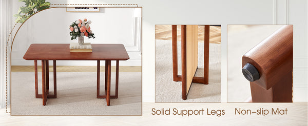 English Elm Chinese country retro solid dining table with imitation rattan legs, solid rubber frame, versatile desk Walnut W1151P154595