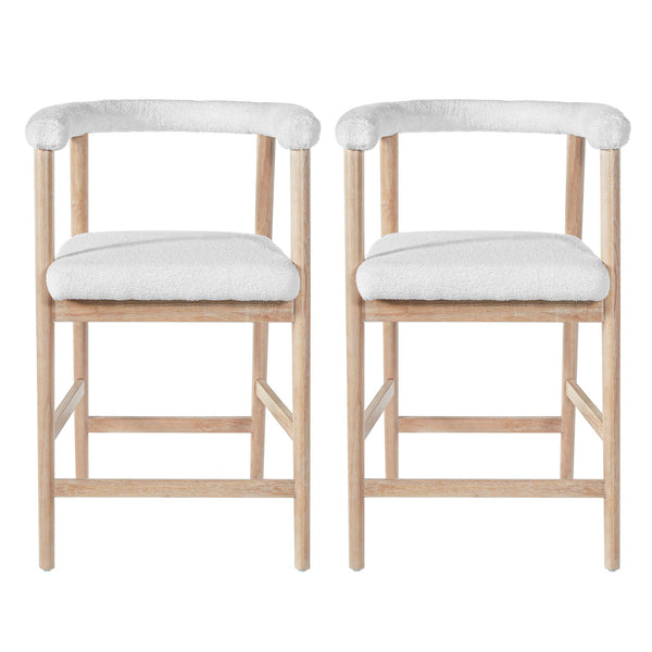 English Elm 24.5'' Seat Height Padded Counter Stools Curved Back Set of 2 for Kitchen Island Natural N780P354190N