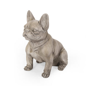 English Elm Christopher Knight Home® - DOG French Bulldog Garden Sculpture Cast Stone Outdoor Accent with Antique Wash, Durable Charm Gray 70293.00GRY
