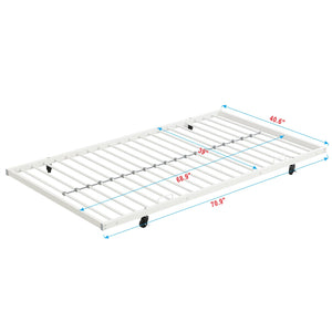 English Elm Metal Bunk Bed with Trundle Steel Frame Kids Sleepover Triple Sleeper White W311P145359