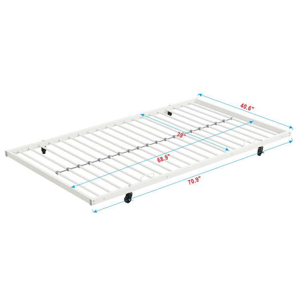 English Elm Metal Bunk Bed with Trundle Steel Frame Kids Sleepover Triple Sleeper White W311P145359
