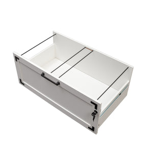 English Elm 2 Drawer Farmhouse File Cabinet with Lock for Home Office – Rustic Charm, Secure Storage, Spacious Organization White W331P272379