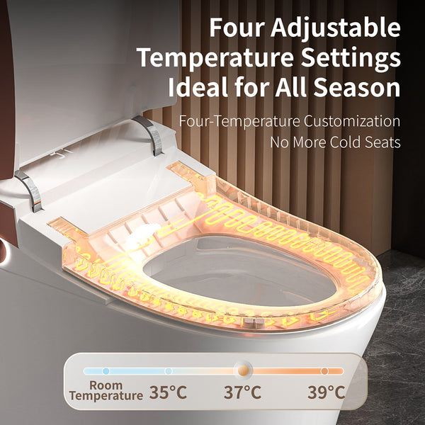 English Elm Smart Toilet Bidet One Piece Elongated Auto Seat Heated Wash Hands Free Design W3402P402915
