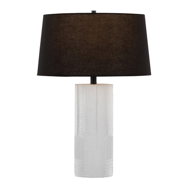 English Elm Petra Sculptural Cream Polyresin Table Lamp Set Glam Art Deco Black Linen Shade B202P224185