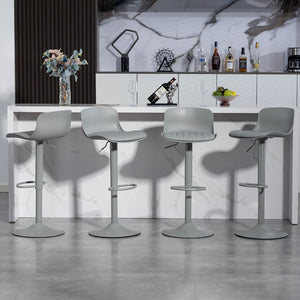 English Elm Bar Stools Set of 2 Adjustable Swivel Pu Leather Kitchen Island Seating with Back Gray W676P358681