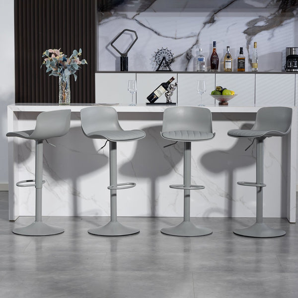 English Elm Bar Stools Set of 2 Adjustable Swivel Pu Leather Kitchen Island Seating with Back Gray W676P358681