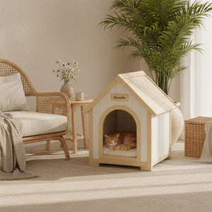 English Elm Modern Solid Cedar A-frame Pet House with Eva Cushion for Small Dogs and Cats W3799P381058