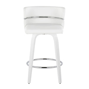 English Elm Fixed-height Swivel Counterstools Faux Leather Seat Chrome Footrest Kitchen Island Set B202S01801