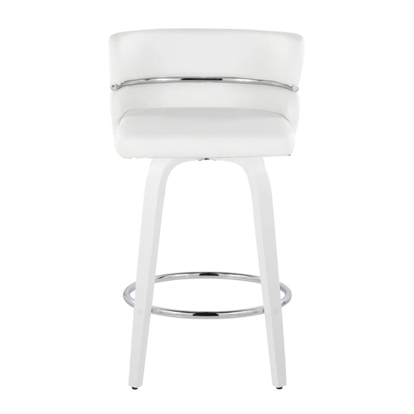 English Elm Fixed-height Swivel Counterstools Faux Leather Seat Chrome Footrest Kitchen Island Set B202S01801